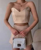 Arkadan büzgülü esnek büstiyer bej thumbnail 1