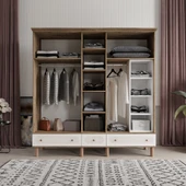 Comiet Soho 5 Kapaklı Aynalı Çekmeceli MDF Aytaşı Gardırop - 3