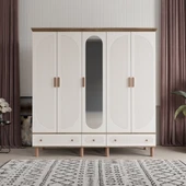 Comiet Soho 5 Kapaklı Aynalı Çekmeceli MDF Aytaşı Gardırop - 1