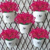 Nettenevime 12li Set Yapay Çiçek Sazlı Mine Fuşya Renk 5 Dallı 33cm - 8