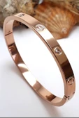 Alaşım kartier Kelepçe Taşlı Gold Gümüş Rose Gold Çivi Bileklikler - 5
