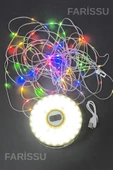 Güneş Enerjili Çok Fonksiyonlu Kamp Lambası ve 12 Metre RGB LED Işık Şeridi - USB Powerbank Özellikli - 3