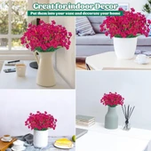 Nettenevime 12li Set Yapay Çiçek Sazlı Mine Fuşya Renk 5 Dallı 33cm - 4