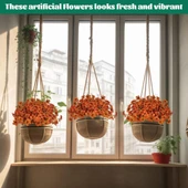 Nettenevime 12li Set Yapay Çiçek Sazlı Mine Turuncu Renk 5 Dallı 33cm thumbnail 3