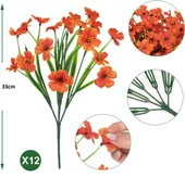 Nettenevime 12li Set Yapay Çiçek Sazlı Mine Turuncu Renk 5 Dallı 33cm thumbnail 2