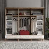 Comiet Soho 6 Kapaklı Aynalı Çekmeceli MDF Aytaşı Gardırop - 3
