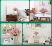 Nettenevime 12li Set Yapay Çiçek Sazlı Mine Pembe Renk 5 Dallı 33cm thumbnail 3