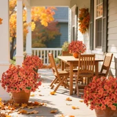 Nettenevime 12li Set Yapay Çiçek Sazlı Mine Turuncu Renk 5 Dallı 33cm thumbnail 4