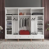Comie Soho 6 Kapaklı Aynalı Çekmeceli MDF Beyaz Gardırop - 3