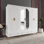 Comie Soho 6 Kapaklı Aynalı Çekmeceli MDF Beyaz Gardırop - 2
