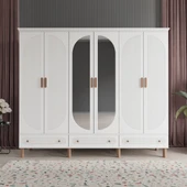 Comie Soho 6 Kapaklı Aynalı Çekmeceli MDF Beyaz Gardırop - 1