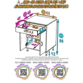 Modilayn QPLAS (M) Set Ocak Altı Dolap 65x88x48 cm Çekmeceli, Kapaklı 2 Göz Raf Bölmeli - 6