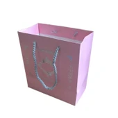 Karton Hediye Çantası Gümüş Saray Desenli 20X20X10 CM (10 Adet)  Pembe - 1