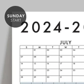 Amerikan Standardı 2025 -2026 Akademik Duvar Takvimi, TEMMUZ Başlangıçlı, PAZAR Günü Başlangıçlı thumbnail 3