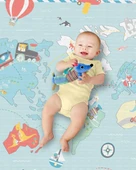 Skip Hop Çift Taraflı Oyun Halısı Oyun Matı Harita - 4