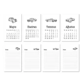 Haftalık Planlayıcı 2026 Masa Takvimi - Vintage Arabalar thumbnail 3