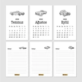 Klasik Araba Takvim 2026 Masa Takvimi Siyah thumbnail 4