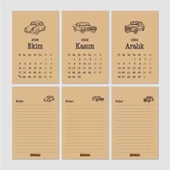 Klasik Araba Takvim 2026 Masa Takvimi Kırmızı Kraft thumbnail 5