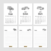 Klasik Araba Takvim 2026 Masa Takvimi Siyah thumbnail 2