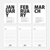 2026 Masa Takvimi İngilizce - Siyah Beyaz thumbnail 2