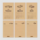 Klasik Araba Takvim 2026 Masa Takvimi Kırmızı Kraft thumbnail 4