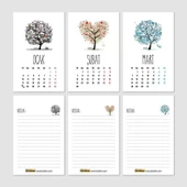 Dört Mevsim Ağaç Takvim Haftalık Planlayıcı 2026 Masa Takvimi Siyah thumbnail 2