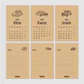 Klasik Araba Takvim 2026 Masa Takvimi Siyah Kraft thumbnail 5