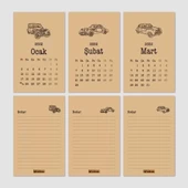 Klasik Araba Takvim 2026 Masa Takvimi Kırmızı Kraft thumbnail 2