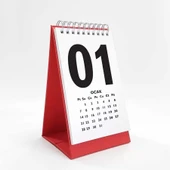 Rakam Serisi 2026 Masa Takvimi - Dikey Kırmızı Beyaz thumbnail 1