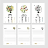 Dört Mevsim Ağaç Takvim Haftalık Planlayıcı 2026 Masa Takvimi Kırmızı thumbnail 4