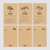 Klasik Araba Takvim 2026 Masa Takvimi Siyah Kraft thumbnail 2