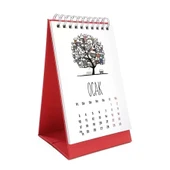 2026 Takvim Dört Mevsim Ağaç 2026 Masa Takvimi Kırmızı thumbnail 1