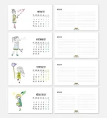 Mevsimler Kızlı İllustrasyon Çizim 2026 Masa Takvimi - Siyah Renk - 3