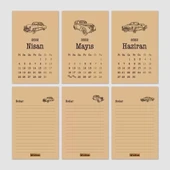 Klasik Araba Takvim 2026 Masa Takvimi Kırmızı Kraft thumbnail 3