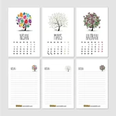 Dört Mevsim Ağaç Takvim Haftalık Planlayıcı 2026 Masa Takvimi Kırmızı thumbnail 3