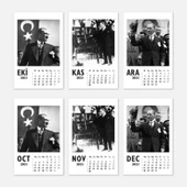 Atatürk Fotoğraflı 2026 Masa Takvimi - Dikey Siyah Beyaz thumbnail 5