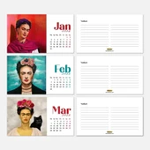 Frida Kahlo Masa Takvimi - 2026 Takvimi - Siyah Renk thumbnail 2