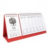 Dört Mevsim Ağaç Takvim Haftalık Planlayıcı 2026 Masa Takvimi Kırmızı thumbnail 1