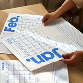 2026 Duvar Takvimi, 33X48 cm, A4, Spiralli Takvim, Önceki ve Sonraki Ay Takvim, Aylık Planlayıcı Takvim, Trend Mavi thumbnail 3