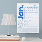 2026 Duvar Takvimi, 33X48 cm, A4, Spiralli Takvim, Önceki ve Sonraki Ay Takvim, Aylık Planlayıcı Takvim, Trend Mavi thumbnail 1