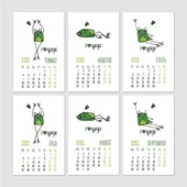 Yoga Takvim Yoga Yapan Kurbağa Türkçe İngilizce 2026 Masa Takvimi Yeşil - 5