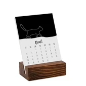 Ahşap Tabanlı Masa Takvimi | Kedi Fotoğraflı 2026 Masa Takvimi - 2