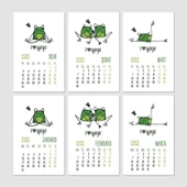 Yoga Takvim Yoga Yapan Kurbağa Türkçe İngilizce 2026 Masa Takvimi Yeşil - 3