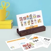 Sevimli Evler Masa Takvimi | Ahşap Tabanlı 2026 Masa Takvimi thumbnail 1