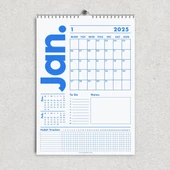 2026 Duvar Takvimi, 33X48 cm, A4, Spiralli Takvim, Önceki ve Sonraki Ay Takvim, Aylık Planlayıcı Takvim, Trend Mavi thumbnail 10