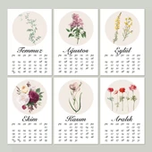 2026 Çiçekli Takvim, Ahşap Takvim, Çiçek Resimli Masa Takvimi, 2026 Takvim thumbnail 5