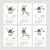 Yoga Takvim Yoga Yapan Kurbağa Türkçe İngilizce 2026 Masa Takvimi Yeşil - 4