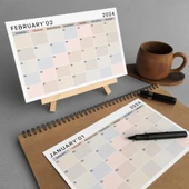 2026 Masa Takvimi, Ahşap Şövale Masa Takvimi, Aylık Planlamalı Takvim, Boho Renkli 2026 Takvim, Yapılacaklar Listesi(Ark - 3