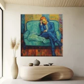 Düşünceli Mavi Kanvas Tablo thumbnail 1