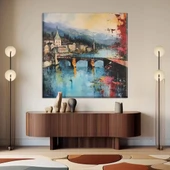Su Kenarı Kasabası Kanvas Tablo thumbnail 2